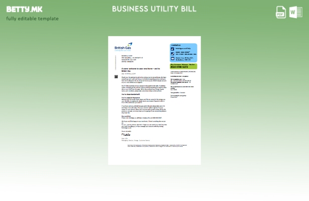 Модерен стил Шаблон на страницата за деловна сметка за комунални услуги на брита